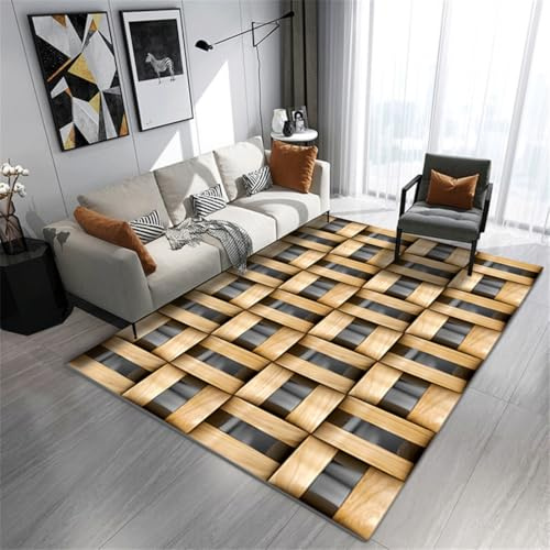 RUGMRZ Alfombras Alargadas 130x190CM De Cocina 12 Amarillo Alfombra Cómoda Cuadros Habitacion Bebe Larga Pasillo Líneas geométricas Sencillas en la Sala Estar del hogar