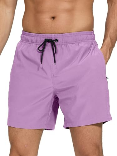 Arcweg Badshorts, bermudashorts, sportiga, snabbtorkande, strand, simning, avslappnad stil, med elastisk justerbar dragsko, för män, storlek S-XXL, Ljus lila, L