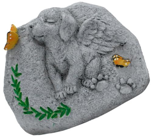 ibasenice Dog Memorial Angel Statue Flowerpot Pet Tombstone Decoration Succulent Planter Outdoor Garden Ornament