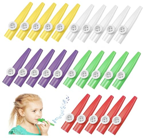 20 Stück Kazoos aus Kunststoff für Kinder und Anfänger