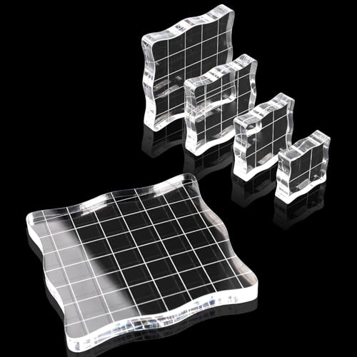 5 blocchi acrilici per timbri in silicone, per scrapbooking, album fotografici, diario fai da te (2,5/3,1/3,8/5/7,5 cm)