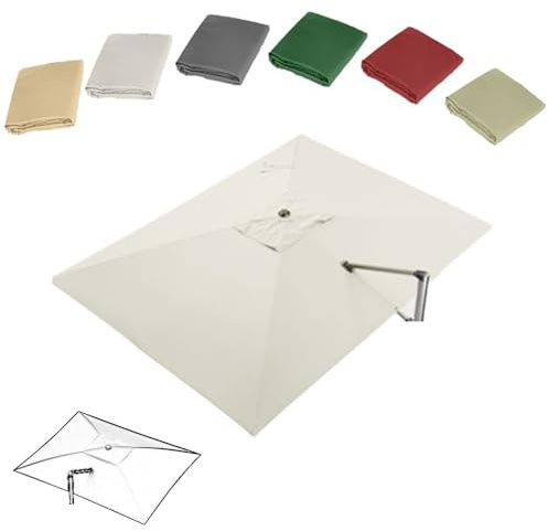KPEGAXS 3x4m Tettuccio di Ricambio per Ombrellone A Sbalzo Rettangolare Telo per Ombrellone Giardino/Patio/Piscina Copertura di Ricambio Ombrellone da Balcone 8 Costole(Beige)