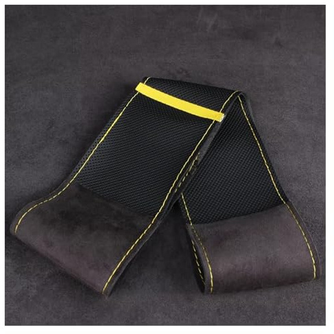 Funda Volante Coche Funda para Volante de Coche de 38 cm, Suave, Antideslizante, de Microfibra y Gamuza, con Agarre Mejorado, Transpirable y cómoda para Todas Las Estaciones.(B-Yellow-X)