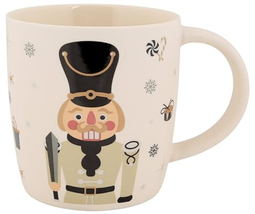 sarcia.eu TASSE DE NOËL porcelaine, motif festif - casse-noisette - EMBALLÉ DANS UNE BOÎTE CADEAU, Crème 365 ml (D)