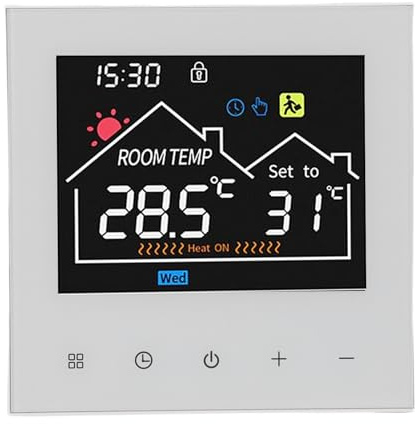 Jiawu Smart Programmerbar Pekskärm Termostat för Vattenpanna med Energieffektivitetsalgoritm för Gårdar, Storlek 86 X 86 Mm (Standard)