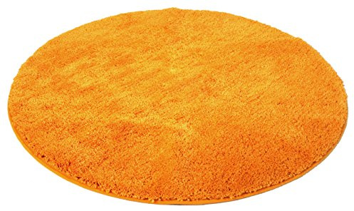 Kinzler J-10001/38 hochwertige Mikrofaser Badematte Uni, 90 cm, rund, flusenfrei, pflegeleicht, Terra