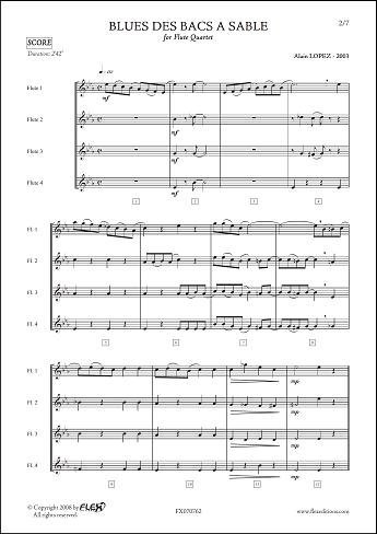 CLASSICAL SHEET MUSIC - Blues des Bacs à Sable - A. LOPEZ - Flute Quartet