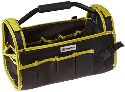 NTI Premium PRO 19 Pocket | LARGE TOOL BAG With Tubular Holder Heavy Duty Multi Purpose Compartment Home, Office & WORKSHOP Tools Storage Garage TOOLBOX UK FREE P&P, Black Yellow, 16'' x 8'' x 10''