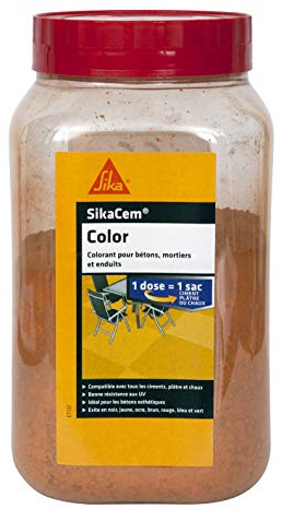 SIKA - Colorant en poudre pour ciment/chaux/plâtre - SikaCem Color Ocre - Couleur uniforme - Résistant aux UV - Ne modifie pas le temps de prise des mortiers - Dosage facile - 400g