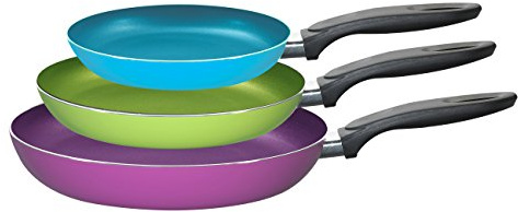 King Bratpfannen Set mit Keramikbeschichtung bestehend aus 3 bunten Pfannen 20 cm 24 cm und 28 cm Durchmesser