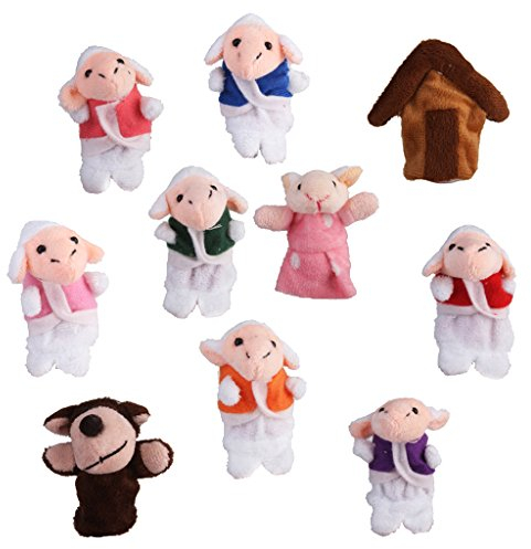 Handpuppenset für die Finger, für Kindermärchen, Feenmärchen, Märchen vom Wolf und den sieben kleinen Lämmern