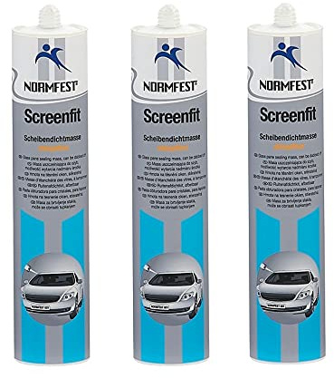 AUPROTEC® Normfest Scheiben Dichtmasse Screenfit schwarz abtupfbar Scheibendichtstoff Kleber (3 Kartuschen)