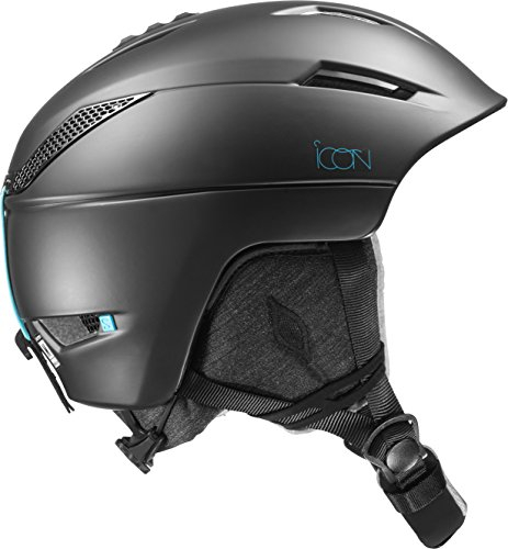 Salomon Damen Icon² Ski- und Snowboardhelm, für die Piste, EPS 4D-Innenschaum, Kopfumfang 53-56 cm, schwarz, Größe S, L39037400