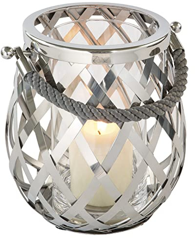 Fink - OTIS - Laterne/Kerzenhalter - Edelstahl - Farbe: silber - Höhe: 24 cm