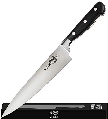 KUMA Multi Purpose Chefs Knife - Pro Bolster Edition - 8 Inch Blade for Carving, Slicing & Chopping - Great Ergonomic Handle - Professional Kitchen Knives