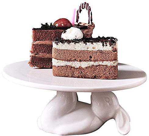 YBK Tech Strength Porcelain Novelty Bunny Rabbit Cake Display Stand Cupcake Stand (8-inch)