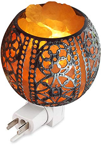 IMY King Salt Night Light,Natural Wall Light Salt Lamp with 2 Bulbs, Himalayan Rocks Salt Lamp with Spherical Metal Basket Gift