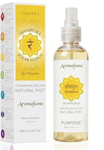 Solar Plexus Chakra Natural Mist från Aromafume | 100 ml | Manipura | Aromaterapi spray för chakra-balans | Citrongräs & rosmarinsextrakt | Eterisk oljespray för meditation, yoga, Reiki