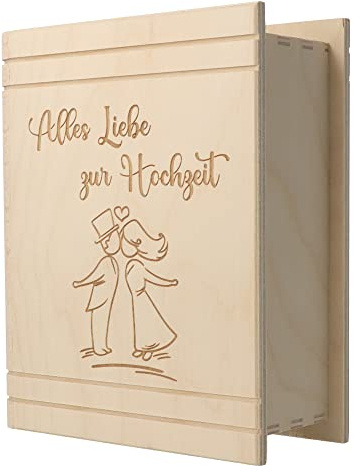 Spruchreif · Spardose Buch aus Holz mit Gravur zur Hochzeit · Sparbuch als originelles Hochzeitsgeschenk · Geldgeschenk (Alles Liebe zur Hochzeit)