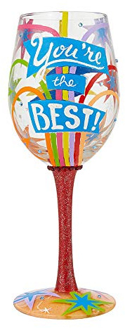ENESCO Designs by Lolita You'Re The Best Hand-Painted Copa de Vino Artesanal, Vidrio, Multicolor