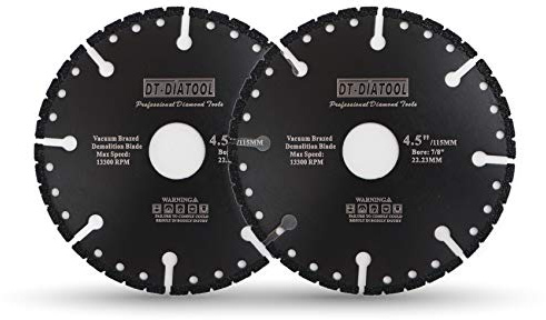 DT-DIATOOL Disco Diamantato 2 Pezzi 115 x 22,23 mm Lama per Sega Universale per Cemento Armato Metallo Alu Rebar Ferro PVC Tutti i Materiali Resistenti