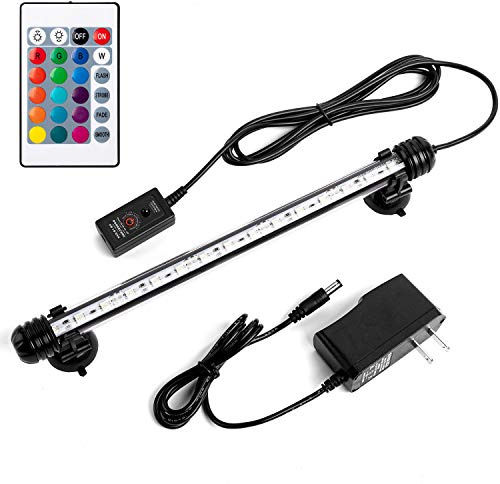 iKefe 28cm Color Changing LED Fish Tank Aquarium Submersible Light with Remote/Colored Aquarium LED Tank Lights Fixture for Underwater Decorations, Plant Grow, Saltwater Freshwater Fish, KR5011