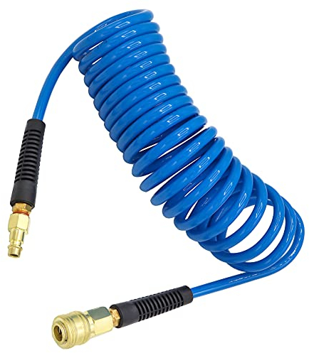 YOTOO Tubo per aria compressa in poliuretano, lunghezza 5 m, 6 mm, ID X 11 mm, con connettori a sgancio rapido della Germania, limitatore di piegatura, blu