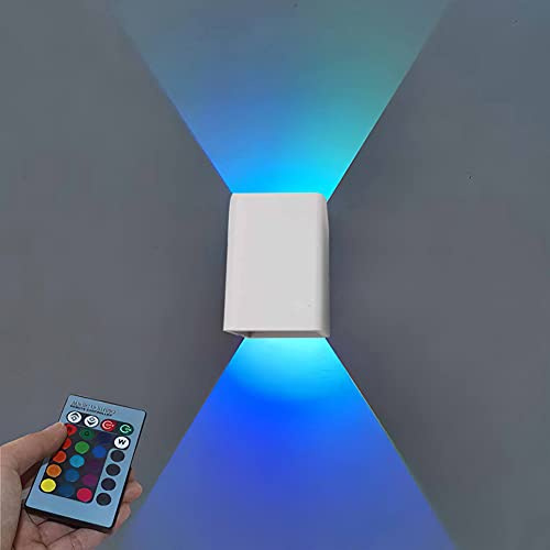 Puhui 5W LED Wandlampe Innen, Stimmungslicht Mit RGB Dimmer. Modern Up Down Licht Wandlicht Wandbeleuchtung aus Aluminium Flurlampe Wand Beleuchtung für Wohnzimmer Schlafzimmer Treppenhaus.