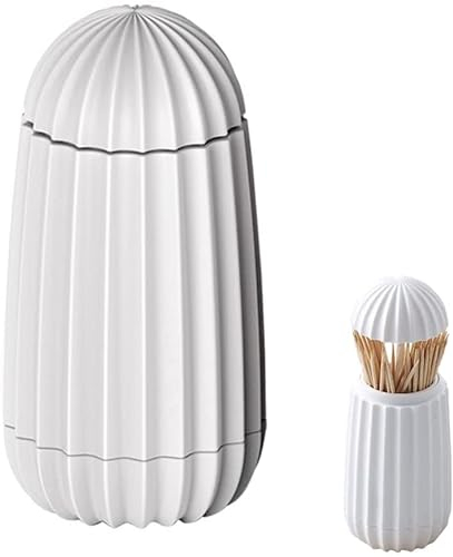 Norhogo Distributeur automatique de cure-dents design cactus - Porte-cure-dents - Distributeur automatique pour bureaux, restaurants, bars, cafés, hôtels (blanc)