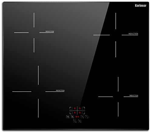 Induction Hob, Karinear 4 Burner Induction Cooker, Built-in Induction Hob, Electric Hob with Touch Control, Timer, Child Lock, 6400W