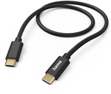 Hama Ladekabel „Fabric“ USB C auf USB C, Nylon, Schnellladung, 1,5m | Handy Ladekabel schwarz, Datenkabel, USB Kabel, Handykabel, USB Typ C, Knickschutz, flexibel, vergoldet, maximal kompatibel