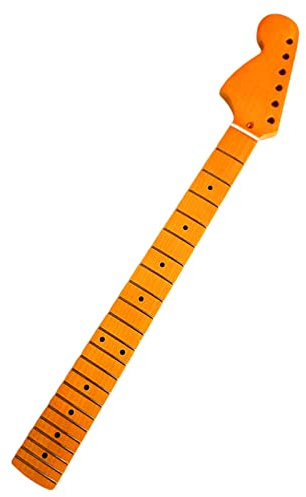 22 Bünde Ahorn Reverse Headstock E-Gitarrenhals Rechtshänder Gelb Glänzend E-Gitarren-Zubehör Gitarre Hals Ersatz