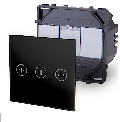 Luxus-Time WIFI Touch Lichtschalter Wandschalter POINT SERIE Glas Schalter WLAN Schuko Steckdosen Smart Home Tuya App Sprachsteuerung (Modul: 1-Facher WLAN Touch Rollladentaster Hoch/Runter, Schwarz)