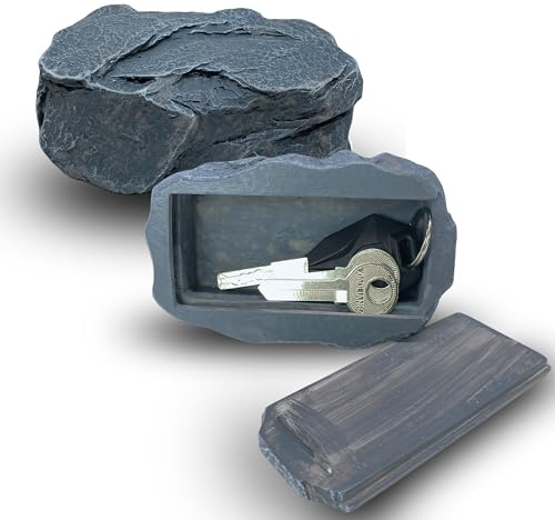 Rock Key Hider – Weatherproof Outdoor Hidden Key Box, Resin Fake Stone with Secret Compartment for Spare Keys, Yard Garden Patio Landscaping Décor, Discreet Hidden Storage
