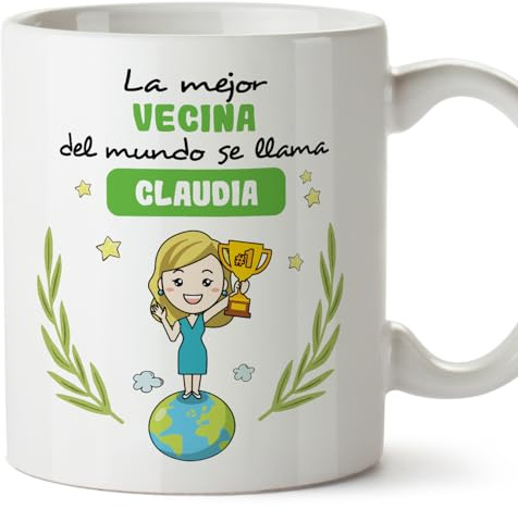 MUGFFINS Tazas Personalizadas para VECINA - En Español - Eres Mejor del Mundo - 11 oz / 330 ml - Regalo personalizable original y divertido