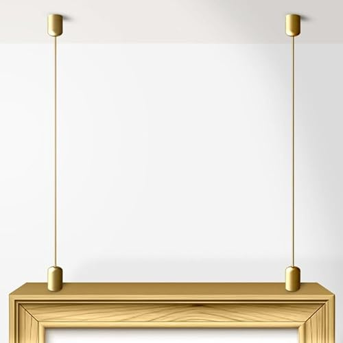 Ceiling to Frame Board Hanging Cable Display Kit With White Black Gold Brass Silver Chrome Wire Rope (Gold/Brass)