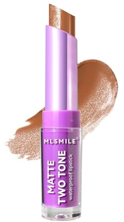 2 in 1 Lippenstift, zweifarbig schimmernder Lippenstift Perlglanz Samt Feuchtigkeitsspendend Nicht klebender Lippenbalsam Gradient Bite Lip Lipstick High-Pigment Color Lipliner Lip Gloss(02#)