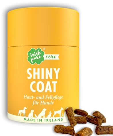 Irish Pure Shiny Coat Fell-Snacks für Hunde | 100 Stück / 1 x 300g | fellpflege Hund | glänzendes Fell | Hautgesundheit | Leinsamen als Fellglanz-Booster | Omega-3-Fettsäuren |Vitamin E, Biotin & Zink