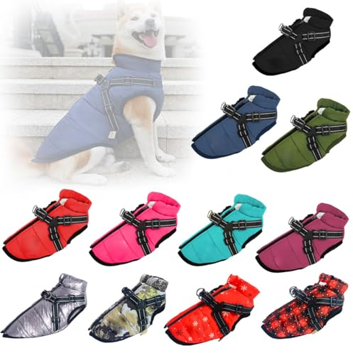 Sport – Wasserdichte Winterjacke mit integriertem Geschirr, Hundemantel mit Geschirr, Winter-Hundemantel, Fleece-Hundejacke, wasserdichte, winddichte Hunde-Wintermäntel ( Color : Blauw , Size : 4XL )