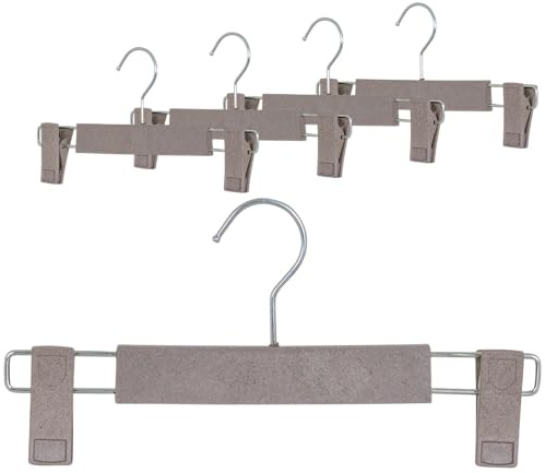 MAWA Kleiderbügel, Stilvoller und Nachhaltiger Kleiderbügel für Hosen, Kleiderbügel aus ECO-Material, Alternative zu Kunststoff, Robust, Platzsparend & Umweltbewusst, Steingrau, 30 cm, 5er-Pack
