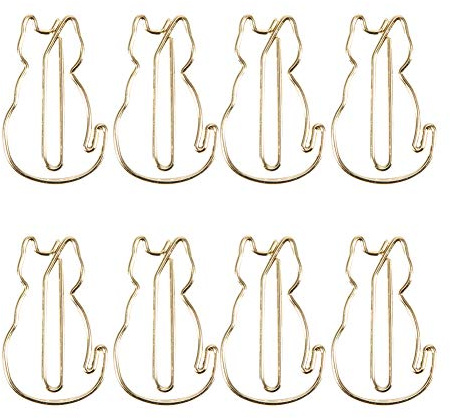 12 Stück Katzen-Büroklammern, Süßer Katzenförmige Papierclip, Gold Klein und Exquisit Briefklammern, Wiederverwendbare Klein Büroklammer für Büro, Schule