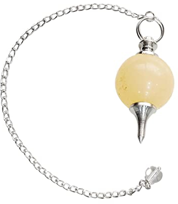 AUOQKQUT Pendule d'urine Verte, Boule d'urine Verte Naturelle, Pendule en Pierre, Cristal de sourcier for la radiesthésie décoration d'intérieur(Color:Citrine)