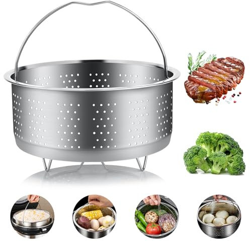 Williyatt Cesta de Vapor Inoxidable 304, Vaporera Multiusos con Mango, Cesta Vaporera de Verduras, Cesta de CoccióN Al Vapor, para Verduras, Pescado, Huevos (20)