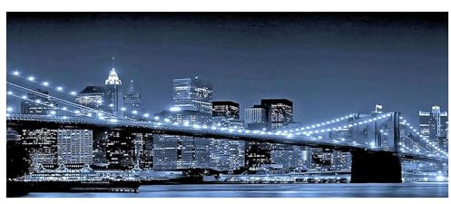DCIDBEI Diamond Painting Erwachsene Landschaft 110x50cm New York City Brücke Diamant Painting Bilder Landschaften Nachts Embroidery Stickbilder