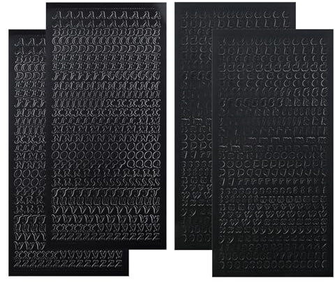 Small Letter Stickers, Self Adhesive Number Sticker -4 Sheets, Black