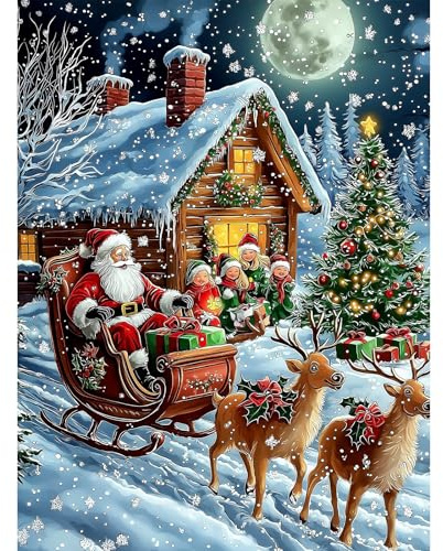 Lxmsja 5D Diamond Painting Weihnachten, Diamond Painting Heiligabend Erwachsene, Diamant Painting Bilder, Full DIY Diamant Kunst Malerei Stickerei Set Kreuzstich Bilder Home Wand Dekor 30x40cm