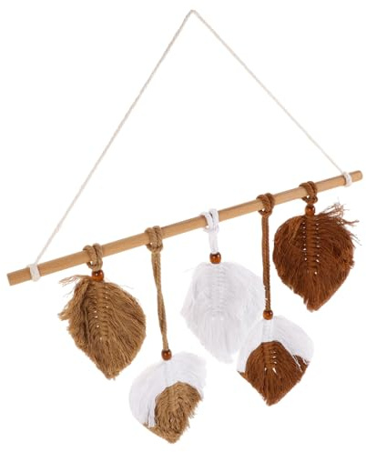 Alipis Decoración de Pared Bohemia Hojas de Macramé, Algodón y Madera | Ligero, Fondo para Boda, Uso en Apartamento, Diseño Tejido Artístico Aire Natural
