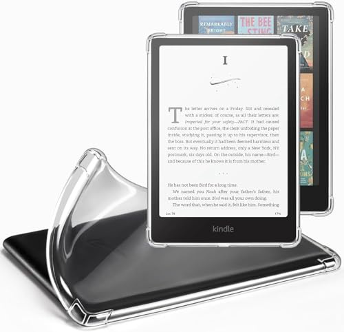 TQQ Clear Case for 7 Amazon Kindle Paperwhite 2024 and Kindle Colorsoft Signature Edition, Ultra Soft Flexible Transparent TPU and Corner Protection Cover for Paperwhite 12th Generation