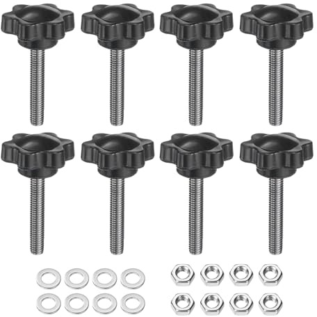 QUARKZMAN 8 Stück Rändelschraube Sterngriffmutter M5 x 25mm Metrisch 304 Edelstahl männliches Gewinde 25mm Rändelmutter 6-Stern Kunststoff Gewindestift Handknöpfe Griffe Daumenschrauben