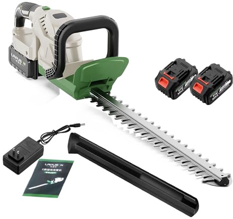 Cordless Hedge Trimmer with 20'' Dual-Action Blade and 3/4'' Cutting Capacity, 21V Bush Trimmer Electric Hedge Trimmer with 3000RPM & Safety Lock (3900mAh Battery & Charger Included),2 Battery